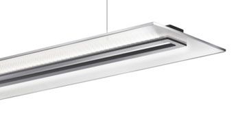 Eine moderne, rechteckige LED-Pendelleuchte mit transparentem Rahmen und feiner, gleichmäßiger Lichtverteilung.